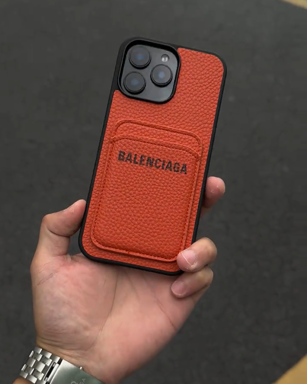 巴黎世家卡包荔枝紋手機殼